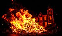 The hogmanay bonfire in the South Lanarkshire town of Biggar, Scotland.