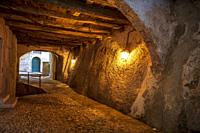 An old passage at pilgrimage village of Santa Maria del Monte on Sacro Monte di Varese, UNESCO World Cultural Heritage Site, Santa Maria del Monte, Va...