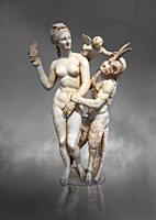 Hellenstic marble statue group of Aphrodite (Venus) with Pan and Eros, Circa 100 BC, House of Poseidonaistai of Beryttos, Delos, Athens National Archa...