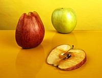 Composition of red and yellow apple.