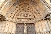 Leon cathedral, Portada de la Virgen Blanca o del Juicio Final. Castilla y Leon, Spain.
