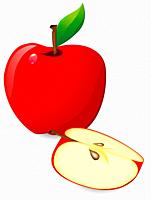 red apple and slice vector illustration.