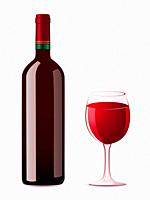 bottle and glass with red wine vector illustration.