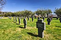 Tombstones in the German Soldiers Cemetery in Cuacos de Yuste, Extremadura (Spain)