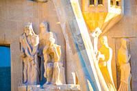 BARCELONA, SPAIN - January 9, 2019: La Sagrada Familia's construction in progress. It is on the part of UNESCO World Heritage site by an artist Antoni...
