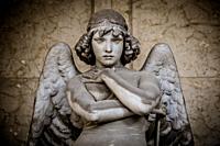 Angel sculpture by Giulio Monteverde for the Oneto family monument in Staglieno Cemetery, Genoa - Italy (1882).