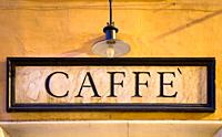 Rome, Italy. Tradiotional vintage style coffee sign on the wall.
