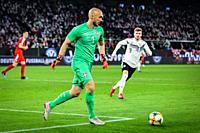 Wolfsburg, Germany, March 20, 2019: Serbia national team goalkeeper Marko Dmitrovic in action during the international friendly game between Germany a...