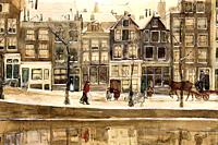 Breitner George Hendrik - a View of the Lauriergracht Amsterdam in Winter - Dutch School - 19th Century.
