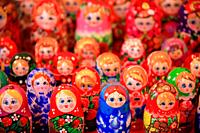 Russian dolls in a craft stall at the Teruel fair. Teruel.