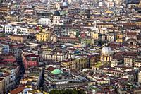 Views of Naples from Belvedere Di San Martino, Basilica of the Holy Spirit seen from, Naples city, Campania, Italy, Europe.