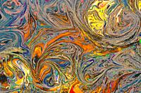 Traditional Ottoman Turkish abstract marbling art patterns as background.