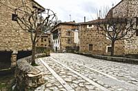Streets of Orbaneja del Castillo in Burgos (Spain) without people.