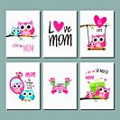 Mothers day greeting cards set. Vector illustration