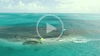Caribbean-sea-Fantastic-landscape Kitesuf in clear crystal water, from drone in Los Roques venezuela