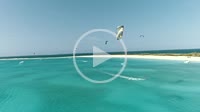 Caribbean-sea-Fantastic-landscape Kitesuf in clear crystal water, from drone in Los Roques venezuela