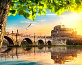 Italian bridge of Saint Angelo on the river Tiber, Rome.