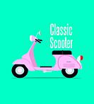 vintage pink classic scooter of Vector Illustration