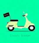 scooter vintage classic style logistics and delivery trendy background, vector Illustration