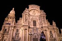 Murcia city at night, Spain.