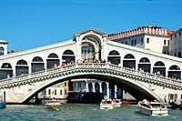 Rialto Bridge at the Grand Canal of Venice - Italy. .