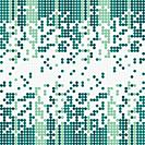 Columns of tiny circles forming a gradient on a white background. Algorithmic pattern in green tones.