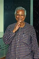 Bangladesh. “ September 20, 2012: Muhammad Yunus, a Bangladeshi social entrepreneur, banker, economist, and civil society leader is listening to the d...