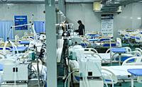 Assam Chief Minister Himanta Biswa Sarma (Unseen) inaugurates 300-bedded hospital to treat COVID-19 coronavirus patients at Indira Gandhi Stadium in G...