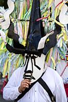 Lisbon, Portugal - May 10, 2014: Parade of costumes and traditional masks of Iberia at the VIII International Festival of Iberian Masks.