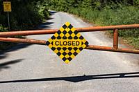 A closed road on Galiano Island, Gulf Islands, British Columbia, Canada.