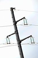 Modern safety high voltage power lines.