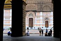 Basilica of San Petronio in the main square. Bologna. Italy