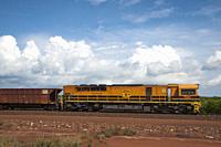 Locomotive at Berrimah Terminal for The Ghan Railway outside Darwin, Northern Territory, Australia.