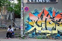 wall with graffity in Berlin, Germany
