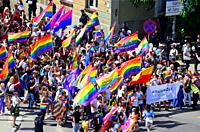 Marsz rownosci (Equality march), LGBT pride, LGBT Parade, Pride Parade, Lodz 2021, Poland, Europe.
