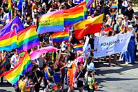 Pozwolcie zyc - Let us live, Marsz rownosci (Equality march), LGBT pride, LGBT Parade, Pride Parade, Lodz 2021, Poland, Europe.