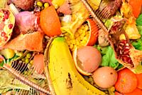 detail of composting fruits, vegetables, fish . . . .