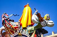 Falla Convento Jerusalem. Fallas 2021. València. Spain. 500 days later, fallas returns to the street. Fallas festival 2020 was cancelled because of th...