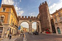 VERONA, ITALY: Portoni della Bra, an ancient and medieval door in Bra square in Verona, Italy.
