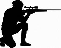 Soldier pointing his gun