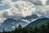 Panoramic landscape of Val d Ega, Eggen valley, summer 2021, South Tyrol, Italy, Europe.