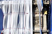 Arc de Triomphe wrapped by Christo disassembly , october 4 2021, Paris, France, Europe.