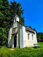 The little church dedicated to Holy Mary in Val d Ega, Eggen valley, summer 2021, South Tyrol, Italy, Europe.
