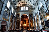 Monastery of Santa Clara-a-Nova, Central nave and main altar of the Church, Coimbra, Beira, Portugal.