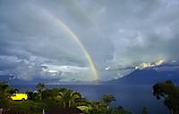Rainbow above Lake Atitlan in the Guatemalan highlands, Solola, Guatemala.