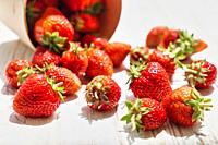 Strawberries on the desk. Healthy food backgrounds.