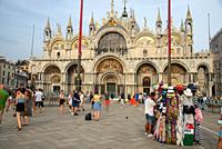 San Marco square with basilica and souvenir shop in Venice, Italy in Venice, Italy