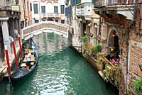 gondola and terrace in Venice, Italy