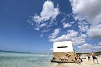 Sa Rapita-Ses Covetes beach, machine gun nest, Mallorca, Balearic Islands, Spain.