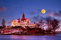 Luoto (Swedish: Klippan), a small island in front of Helsinki coast, with the famous jugend style villa designed by Selim Arvid Lindqvist in 1898 in t...